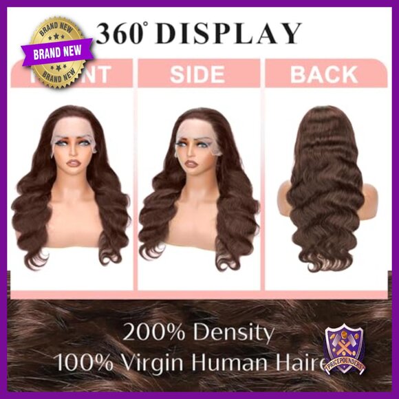 30 Inch Human Hair Lace Front Wig 200 Density Body Wave Pre Plucked main image 2